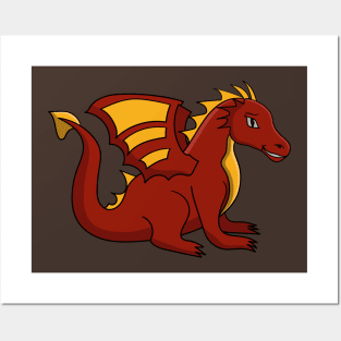 red orange dragon cartoon Posters and Art